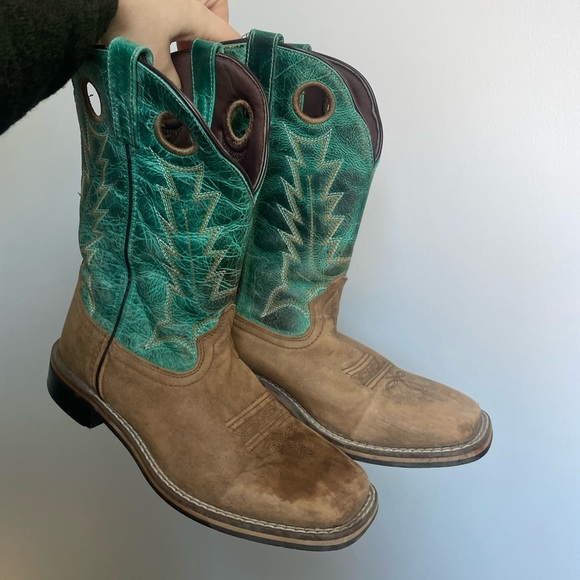 SMOKY MOUNTAIN COWBOY TEAL BROWN BOOTS 6 - Picture 2 of 5